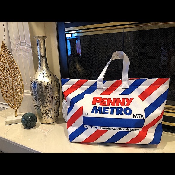 EUC 🇰🇷 Korea ❤️‍🔥Stylenanda Striped print tote bag Large purse Shoulder Bag - Picture 2 of 11